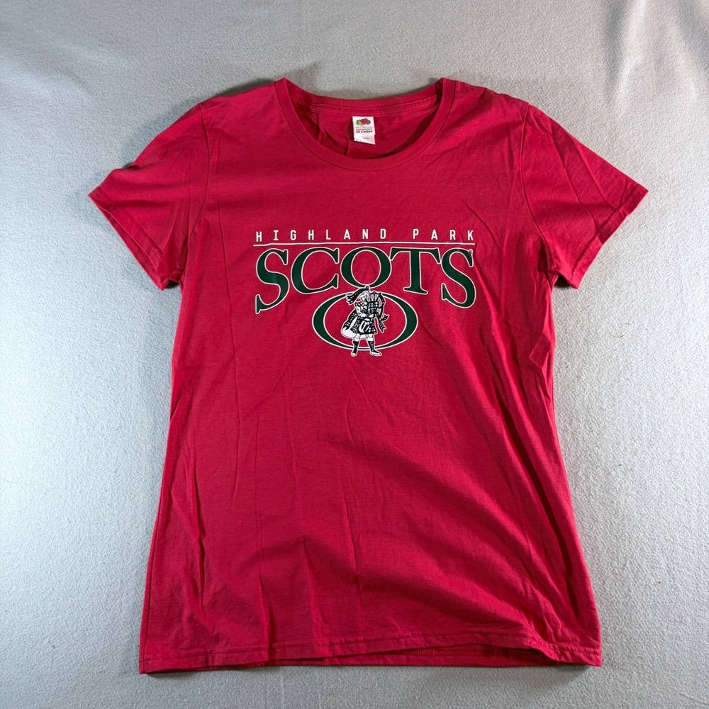 Fruit of the Loom Highland Park Scots‎ Red Graphic T-Shirt Mens Large HD Cotton